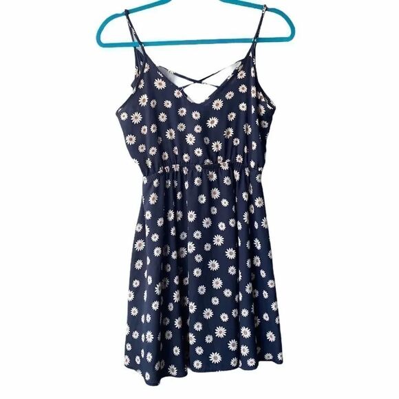 Lush Sunflower Ruffle Mini Dress Navy blue Size Small - Picture 7 of 8